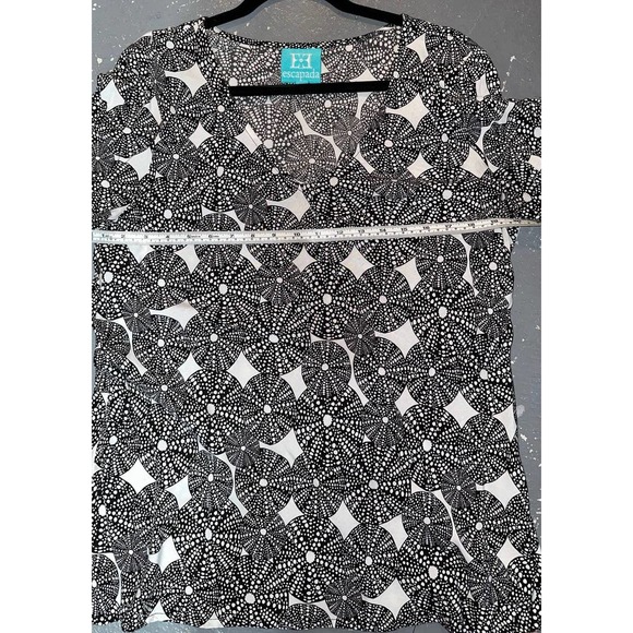 escapada Black print 3/4 flared sleeve tunic shirt size‎ XL - Picture 6 of 7